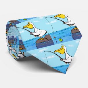 Funny fish pelican cartoon stropdas