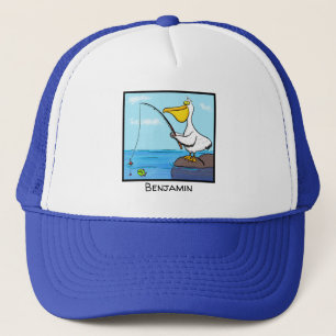 Funny fish pelican cartoon trucker pet