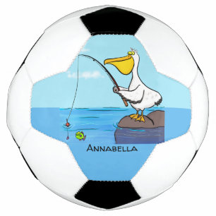 Funny fish pelican cartoon voetbal