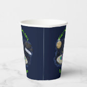 Funny fish UFO space ship cartoon illustration Papieren Bekers (Rechts)