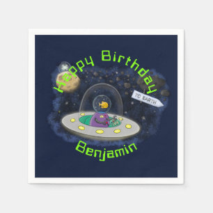 Funny fish UFO space ship cartoon illustration Servet