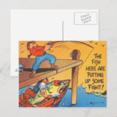 Funny Fisherman Carte postale Pêche Poisson Carton (Devant / Derrière)
