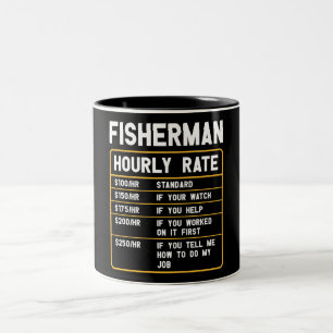 Funny Fisherman Hourly Rate Two-Tone Coffee Mok