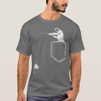 Funny Fisherman Vist Pocket T voor vader en vader T-shirt