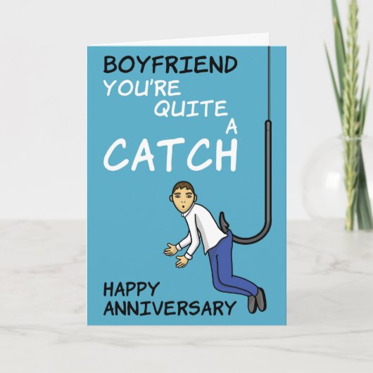 Funny Fishing Boyfriend Anniversaire Carte (Devant)