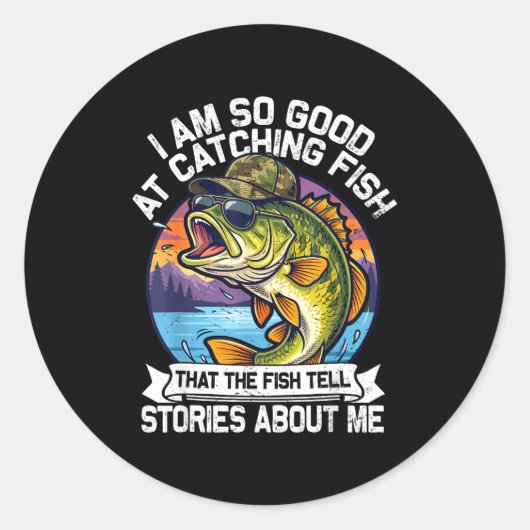 Funny Fishing Dad Men Funny Reel Cool Fish B Fishi Ronde Sticker (Voorkant)