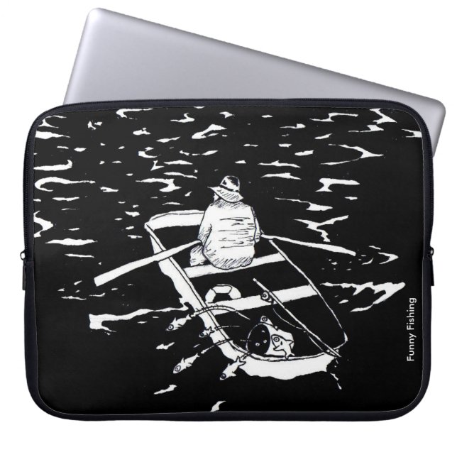 Funny Fishing Laptop Sleeve (Voorkant)