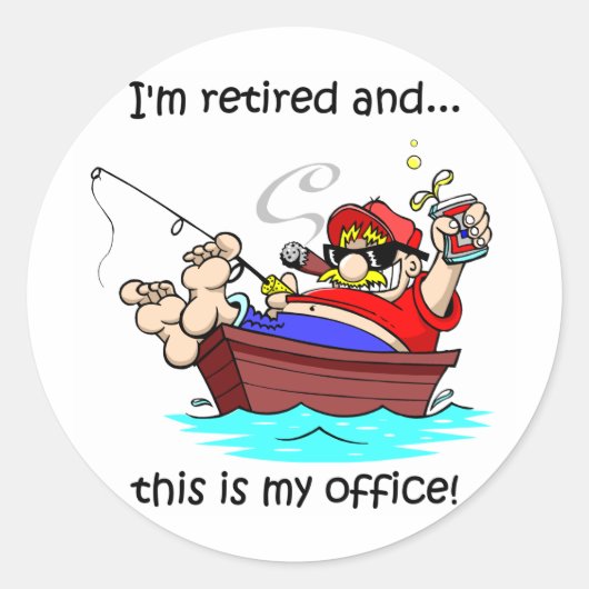 Funny Fishing pensionation Ronde Sticker (Voorkant)