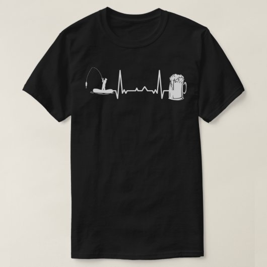 Funny Fishing Rod Fish Heartbeat EKG Fisherman T-shirt (Design voorkant)