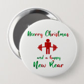 Funny Fitness Button voor kersttraining (Voorkant /achterkant)