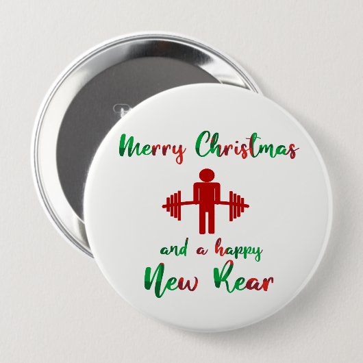 Funny Fitness Button voor kersttraining (Voorkant /achterkant)