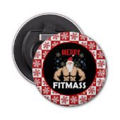 Funny Fitness - Met Kerstmis trainer Gym Button Flesopener (Voorkant)