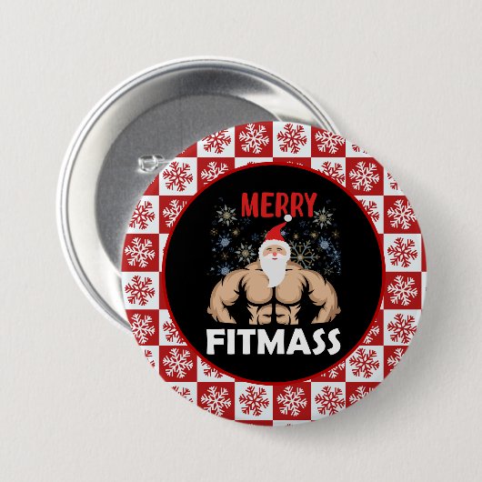 Funny Fitness - Met Kerstmis trainer Gym Ronde Button 7,6 Cm (Voorkant /achterkant)