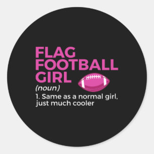 Funny Flag Football Girl Definition Ronde Sticker