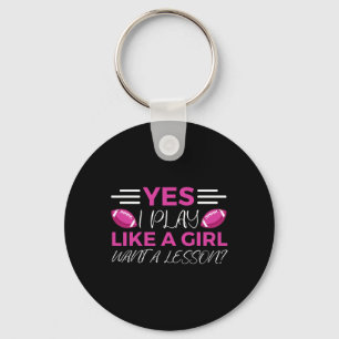 Funny Flag Football Girl Sleutelhanger