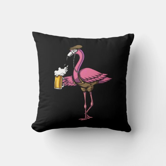 Funny Flamingo Bird Drink Beer Party Kussen (Voorkant)