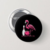 Funny Flamingo Bowling N Bowl Bowler Ronde Button 5,7 Cm (Voorkant /achterkant)