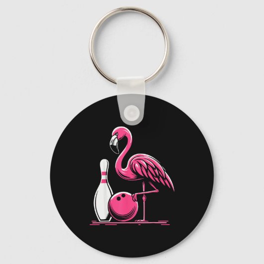 Funny Flamingo Bowling N Bowl Bowler Sleutelhanger (Voorkant)