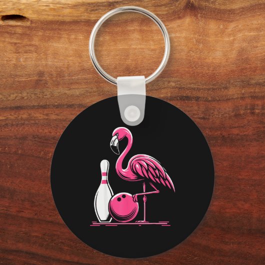 Funny Flamingo Bowling N Bowl Bowler Sleutelhanger (Voorkant)
