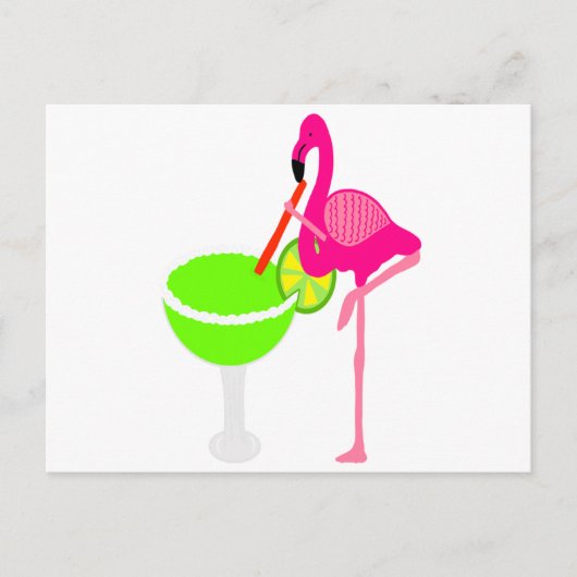 Funny Flamingo Drink een Margarita Briefkaart (Voorkant)