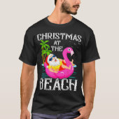 Funny Flamingo Float Santa Claus Christmas At The T-shirt (Voorkant)