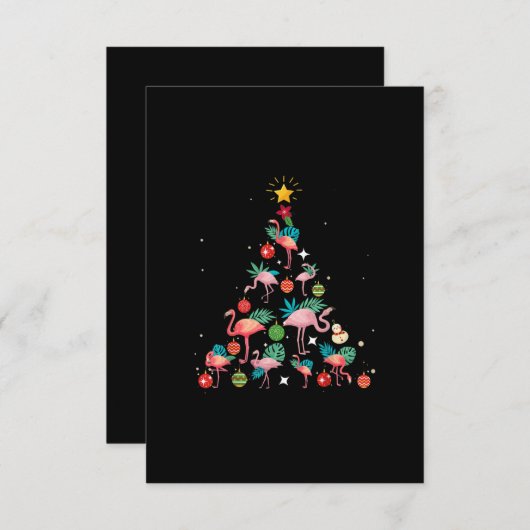Funny Flamingo kerstboom Informatiekaartje (Voorkant / Achterkant)
