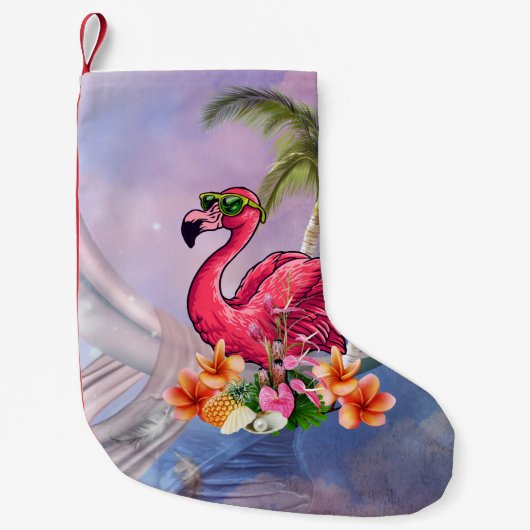 Funny flamingo kleine kerstsok (Voorkant)