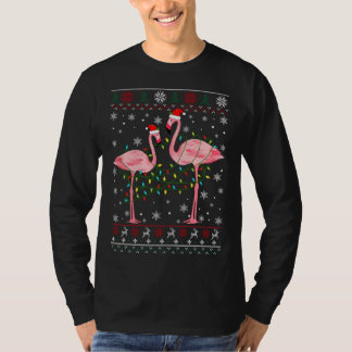 Funny Flamingo Lights Tangled Ugly Sweater Christm T-shirt