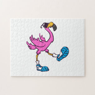 Funny Flamingo met zonnebrillen   Achterkleur kiez Legpuzzel