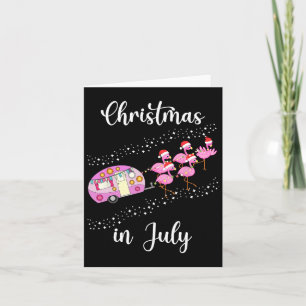 Funny Flamingo Pink Retro Camping Car Kerstin Kaart