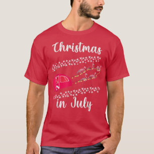 Funny Flamingo Pink Retro Camping Car Kerstmis T-shirt