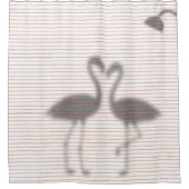 Funny Flamingo Shadow Pink Stripe Douchegordijn (Voorkant)