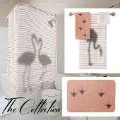 Funny Flamingo Shadow Pink Stripe Douchegordijn