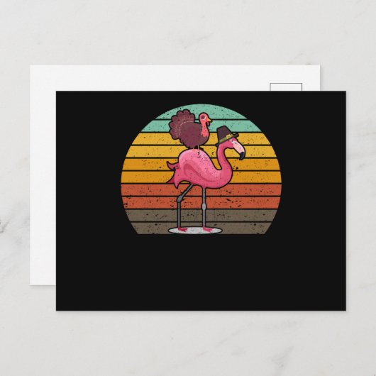 Funny flamingo turkey Thanksgiving Day evening mea Briefkaart (Voorkant / Achterkant)