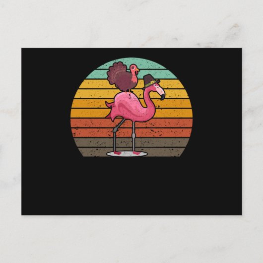 Funny flamingo turkey Thanksgiving Day evening mea Briefkaart (Voorkant)