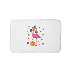Funny Flamingo Turkey Thanksgiving Pumpkin Badmat
