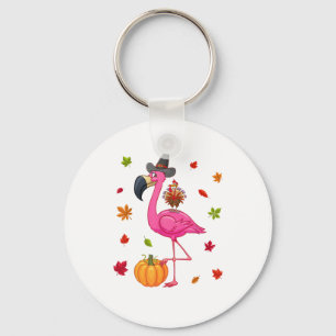 Funny Flamingo Turkey Thanksgiving Pumpkin Sleutelhanger