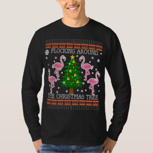 Funny Flamingo Ugly Kerstmis Snow Sweater Ju T-shirt