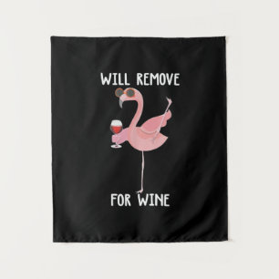 Funny Flamingo zal wijn verwijderen Wandkleed