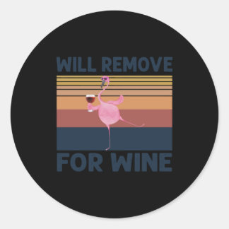Funny Flamingo zal zich verwijderen voor Wijnstoot Ronde Sticker