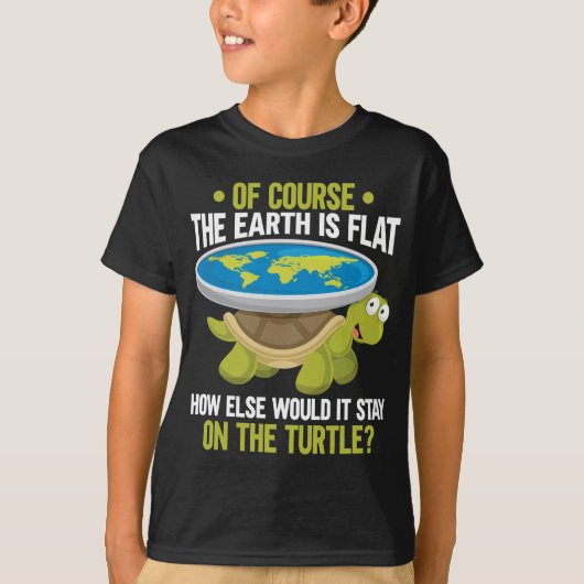 Funny Flat Earth Society Turtle Humor T-shirt (Voorkant)