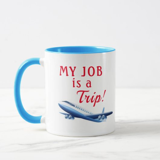 Funny Flight Attendant Takeoff Blue Plane Mok (Links)