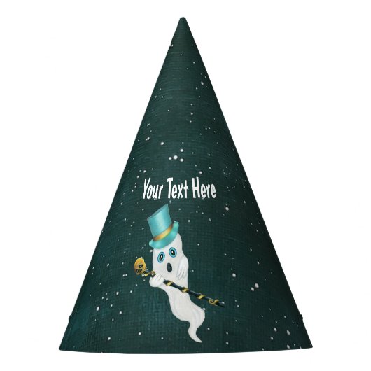 Funny Floating Ghost met Blue Top Hat Skull Feesthoedjes (Voorkant)