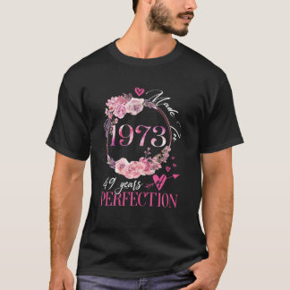 Funny Floral 1973 Vintage 49 Year Old 49Th Birthda T-shirt