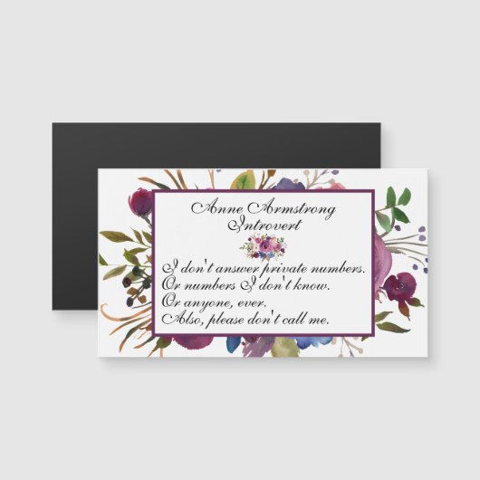 Funny Floral Introvert Magnet (Voorkant / Achterkant)