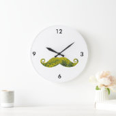 Funny Floral Mustache Round (Grote Muur) Grote Klok (Huis)