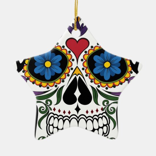 Funny Floral Skull Keramisch Ornament (Voorkant)