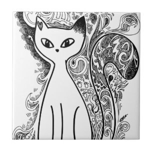 Funny florale katten tegeltje