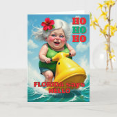 Funny Florida Christmas Foled Carte de voeux (Fleur jaune)