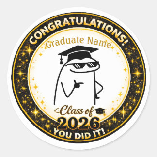 Funny Flork Graduate Custom Name Class of 2026 Sti Ronde Sticker